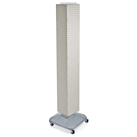 Azar Displays 4-Sided Pegboard Floor Spinner Rack w/ Wheels. White 8"W x 68"H 703390-WHT